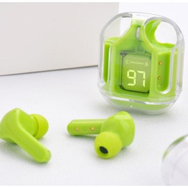 PRENDELUZ Green Wireless Headphones with Cushion Transparent Charger Digital Display