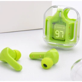 PRENDELUZ Green Wireless Headphones with Cushion Transparent Charger Digital Display