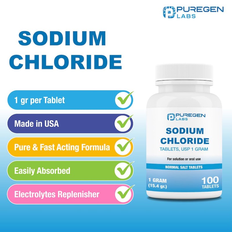 Puregen Labs Sodium Chloride Tablets 1 gm (1000 mg), USP