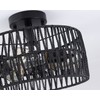 Hchunqjor 3-Light Coastal Black Woven Flush Mount Light Fixture Rustic