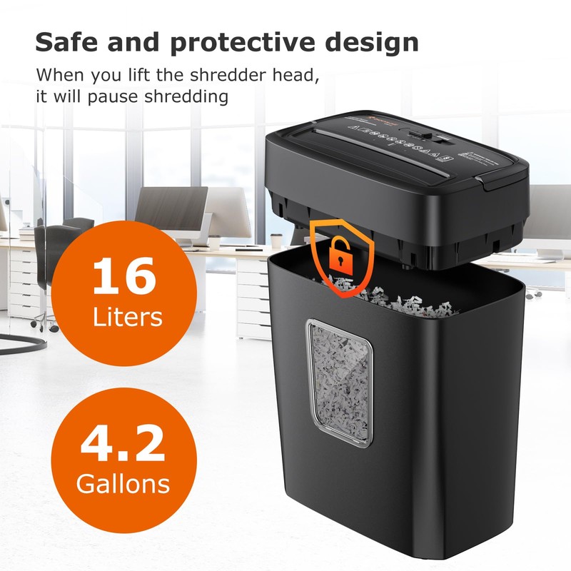 Bonsaii Paper Shredder, 8-Sheet Crosscut Shredder with 4.2 Gallon Bin