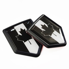 Newperlite Black Canada Flag Decal Sticker Car Emblem Canadian Flag Car Decoration Accessories Shield for Truck Vehicles Cars, 2 Pack