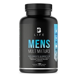 B Life Multivitamínico para Hombre 40+ | 180 Cápsulas con Vitaminas A, C, D, E y más Potenciadas con Calcio, Colágeno, Creatina y Probióticos para Vit