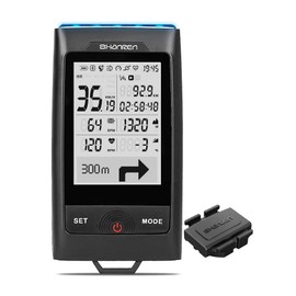 SHANREN GPS Bike Computer Di-Pro, 96-Hour Bluetooth ANT+ Cycling Computer with Headlight (Di-Pro+Click+Cadence)