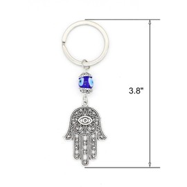 Jasimkiss Evil Eye Keychains Hamsa Hand keychains Protection Good Luck Amulet Charm Key Ring Bag Purse Accessories (C)
