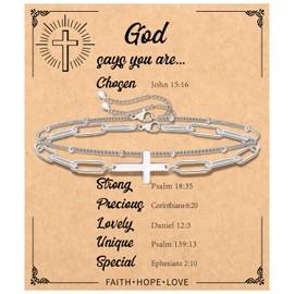 Christian Gifts for Women, Christmas Religious Cross Bracelet for Women Faith, Inspirational Birthday Gifts for Friends/Sister/Mom/Grandma, Christian Jewelry for Women with Bible Verse,