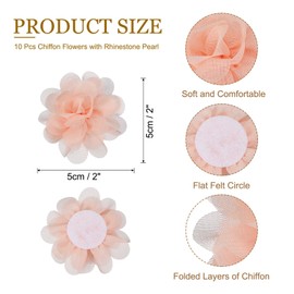 PATIKIL Flores de Chifón de 2", 10 Pcs Flores de Tela de Malla Aplicaciones de Tela para Coser Adornos para Diademas para Manualidades DIY Decoración de Bodas, Rosa Albaricoque