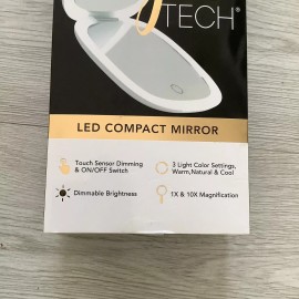 Mirror GLO TECH LED COMPACT Magnifying Small Mirror 1X & 10X Travel 4” WHITE