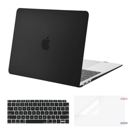 MOSISO Compatible with MacBook Air 13 inch Case 2022, 2021-2018 Release A2337 M1 A2179 A1932 Touch ID, Plastic Hard Shell&Keyboard Cover&Screen Protector for MacBook Air 13.3 inch Case, Black
