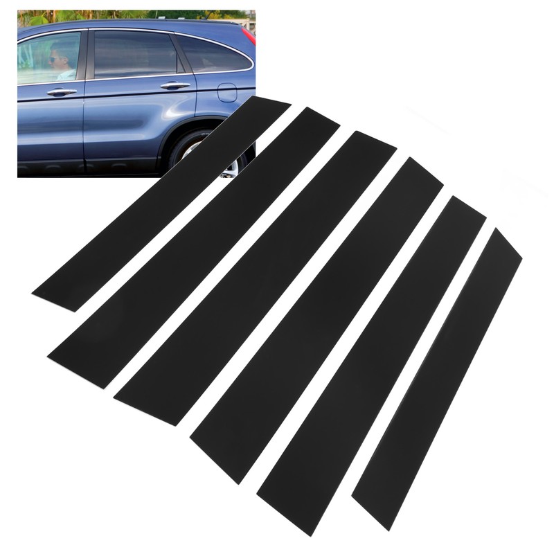 6 Pcs Side Door Window Cover Glossy Black Pillar Post