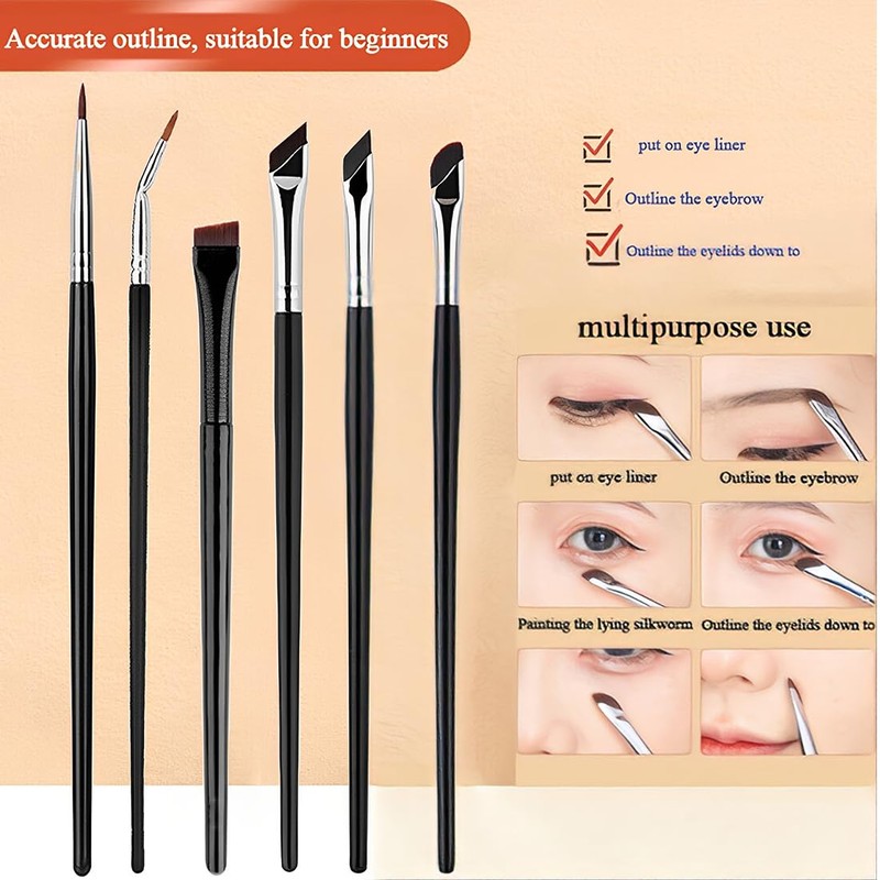UEAVOID 6 Piece Eyeliner Brush Set Professional Eyebrow Brush Precise