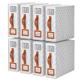 FGNTWP 8 Pack Bed Sheet Organizers and Storage, (Queen or King Size) Sheet Organizer for Linen Closet, Foldable Bedding Storage Box with Window for Bedsheets, Duvet Cover and Pillowcase, Light Printed