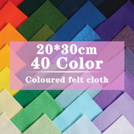 PLATEYTR Felt Fabric 40 Colours Craft Felt Craft Felt 20 x 30 cm Colourful Felt Sheets Polyester Felt Fabric DIY Craft Fabric Felt Sheet Set Colourful Sewing Projects Patchwork