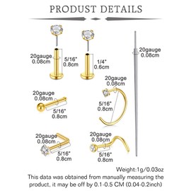 QWALIT Nose Piercing Kit Nose Ring Piercing Gun Gold Disposable Nostril Piercings Kit with Rings Hoops Studs Self Nostril Piercings Gun Kits at Home Piercer Tool