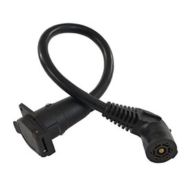Conntek 11110-024EX 7-Way Travel Trailer Extension Cord with Elbow Plug (2-Feet), Black