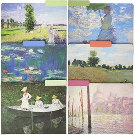 Claude Monet File Folders, Decorative with 1/3 Cut Tab, Letter Size (12 Pack)