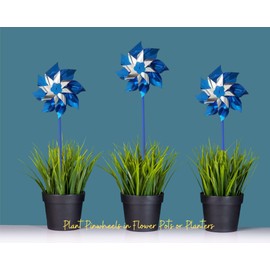 25 Bulk Large 6” Blue Pinwheels for Child Abuse Prevention Month – Pinwheels for Yard and Garden Decoration, Pinwheels for Kids, Scare Birds from Yard – Wind Spinner for Party or Events Decoration