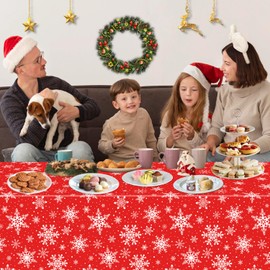 4 Pack Christmas Tablecloth Christmas Snowflake Tablecloth White Snowflake Plastic Table Cover Winter Wonderland Table Clothes Christmas Table Decorations Merry Christmas Party Supplies 86 x 51 Inch