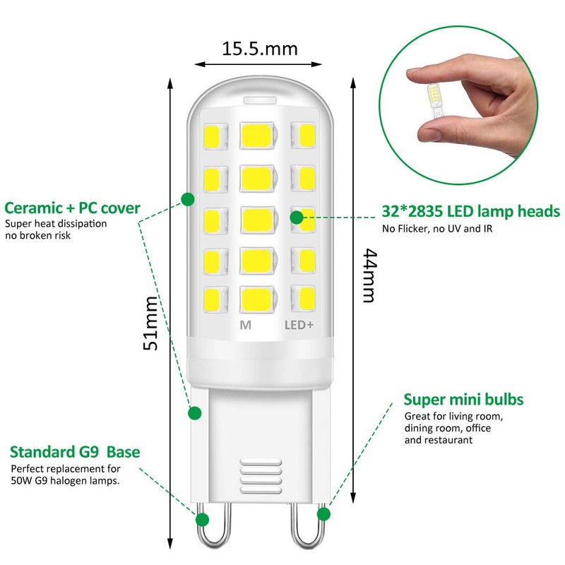 Tailcas G9 LED Bulbs Cool White 6000 K, 5 W