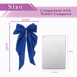 Hair Bows for Women Royal Blue Hair Bow Clips for Women Large Satin Hair Ribbon Bow Bows Accessories for Hair Silk Big Hair Bows for Girls Cute Christmas Long Hair Bows for Women Girls Hair Clip
