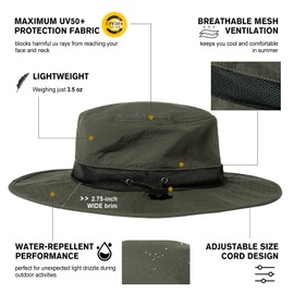 Mens Wide Brim Mesh Sun Hat XL XXL SPF UV Boonie Bucket Summer Golf Hiking Safari Fishing Extra Large Size 8 24" Green