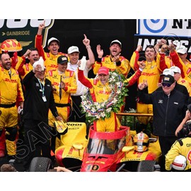SPORTSPHOTOSUSA Alex Palou and Chip Ganassi 2025 Indianapolis Indy 500 Winner Champion Auto Racing 8X10 Photo Celebrate With Milk