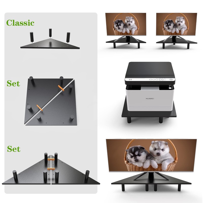 WEGASTU 2 Pack White Corner Monitor Stand, Triangle/Square Adjustable Height