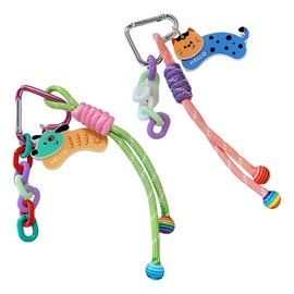 TAIZER Key Chain, Pack of 2 Short Lanyard, Bag Charm, Bag Pendant, Women's Key Ring with Cute Kitten Puppy Pendant Gift for Women, multicoloured