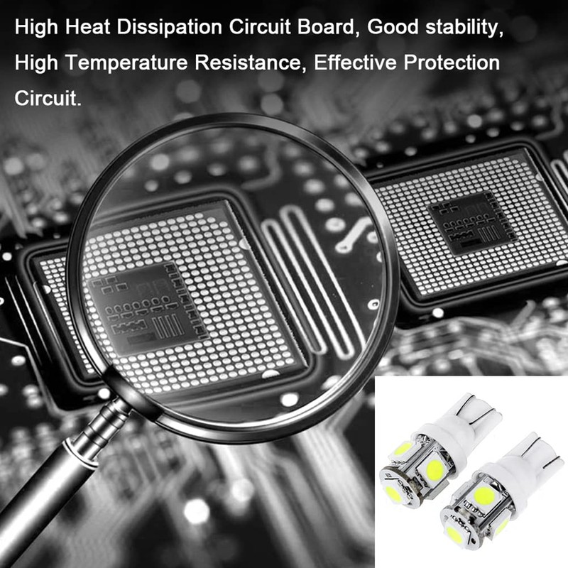 cciyu (10) T10 5-5050-SMD PC194 LED Bulb Instrument Panel Cluster