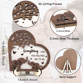 TOARTi 3D Rustic Heart-Shaped Grateful Sign Gifts for Mom(5.9''x6''), Appreciation Love Quote Wooden Desktop Decor, Elephant Tree Love Sign Mother’s Day Gift for Mom Grandma Dad