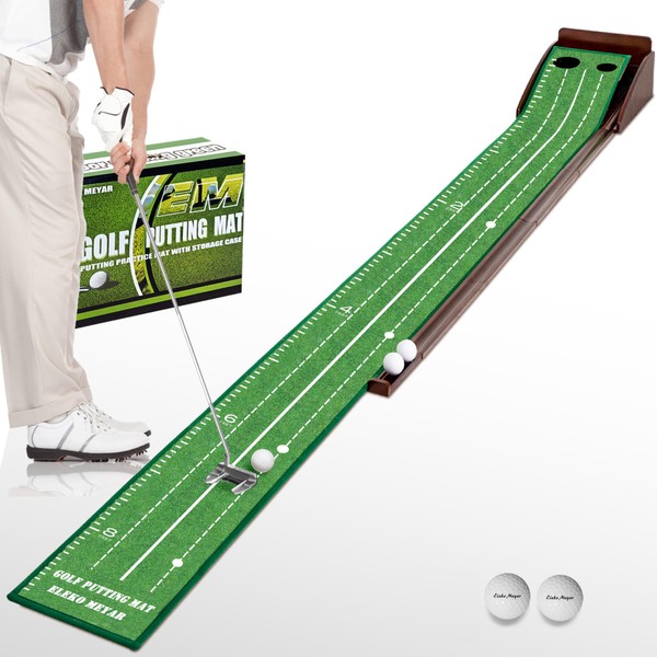 Putting Green Putting matt for Indoors Golf Putting Mat - Indoor Putting Green with Ball Return and 2.5in & 3.5in Holes. Putting matt for Golf Practice, Portable and Easy to Clean. Great Gift for Men
