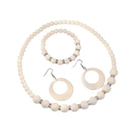 xuzhiyuan Boho Colorful Acrylic Beads Necklace Candy Color Bracelet 80s Party Retro Dangle Earrings Summer Vibe Beach Jewelry Set for Women Gift-White