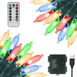 XTF2015 Christmas Lights 66ft 200 LED Battery String Lights Timer Memory Function USB or Battery Powered Waterproof String Lights for Indoor Outdoor Decoration (Multicolor)