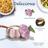 Purple Onion Shaped Ceramic Salt Cellar with Lid and Spoon,