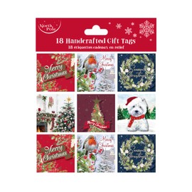 Eurowrap Christmas Handcrafted Gift Tags Xmas Pack of 18, 6 Assorted Designs Traditional Christmas Theme