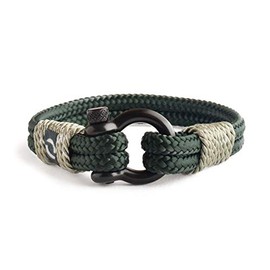 Mens Rope Bracelet - Stainless Steel Black Shackle, Extremely Durable and Scratch Resistant Waterproof Paracord, Handmade, Nautical Wristband for Men B-9-7.75