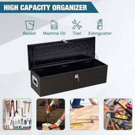 ExploreHorizon Aluminum Truck Tool Box Jobsite Storage Box Toolbox Chest Cabinet Heavy Duty Truck Bed Toolbox Gangboxes Tools Organizer Pick Up Truck Bed RV Trailer With Side Handles