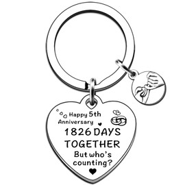 JMIMO Funny 5th Wedding Anniversary Keyring Gifts for Wife or Husband Celebrate 5th Wedding Anniversary Husband Wife Keepsake for Fifth Anniversaries