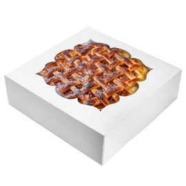 NPLUX 30 Pack Pie Boxes with Window 10x10x3 in Bakery Boxes Perfect for Pies, Cheesecake, Cookies, Muffins and Chocolate Covered Strawberries (White)