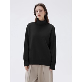 SUUKSESS Women Oversized Cashmere Chunky Turtleneck Pullover Sweater Long Sleeve Knit Jumper Tops Trendy Fall Fashion Outfits 2025(Black L)