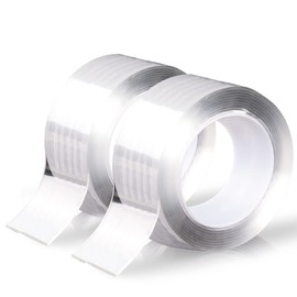 ALXBSONE Nano Double-Sided Adhesive Transparent Non-Marking Adhesive, Removable Tape, Strong Sticky Strip for Carpet, Posters, Walls, Floors (2 Rolls, 20 Feet Total)-50MM