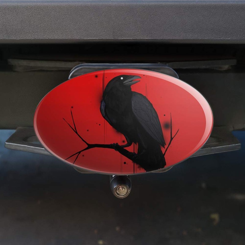 Graphics and More Crow on Branch Oval Tow Trailer Hitch