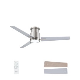CJOY Ceiling Fan with Lights, 52 Inch Low Profile Ceiling Fans with Light and Remote, Reversible DC, Flush Mount, 3CCT，Dimmable, Modern Indoor/Outdoor Design for Bedroom, Living Room, Patio, Kitchen