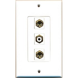 RiteAV - 1 Port RCA White 2 Port Banana Speaker Decorative Wall Plate - White