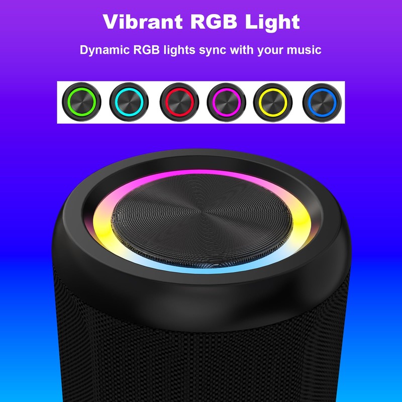 CofunKool Small Portable Bluetooth Speaker with RGB Light, Clear Stereo