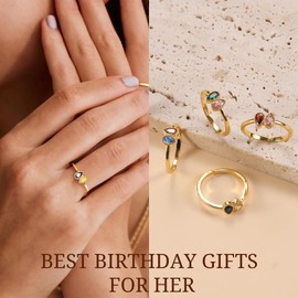 DONYUDE Turquoise Ring for Women December Birthstone Rings 14K Gold Plated Rings for Women Teen Trendy Stuff Adjustable 30th Birthday Gifts for Her Retirement Wedding Jewelry