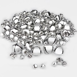 YiYa 200Pcs Christmas Jingle Bells Small Silver Bells Craft DIY Bells, for Christmas Festival Decoration Jewelry Making Wreath Holiday Home Decoration (1CM, 1.5CM, 2.5CM)