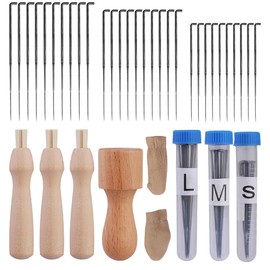 Bangbobi Needle Felting Kit with Wooden Handle, 30 Felting Needles in 3 Sizes, Needle Felting Accessories for Dry Felting, Includes Finger Cots, Bottles and Needle Felting Starter Kit for Beginners or