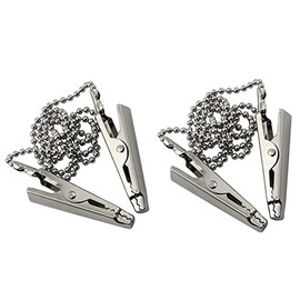 ZYAMY 2pcs Dental Bib Clips Metal Napkin Clip Chain Keep Your Napkin Securely Placed While Dining, Silver