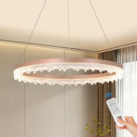 XGZL · LIGHTING Modern LED Chandelier 1 Ring 23.6in Circular Pendant Light for Kitchen Island, Coffee Dimmable Round Chandelier Light Fixture Hanging Light with Remote for Dining Room Living Room